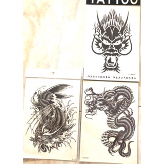 Combo 3 tấm rồng trắng đen trắng- mua 1 tặng 1 mini tattoo