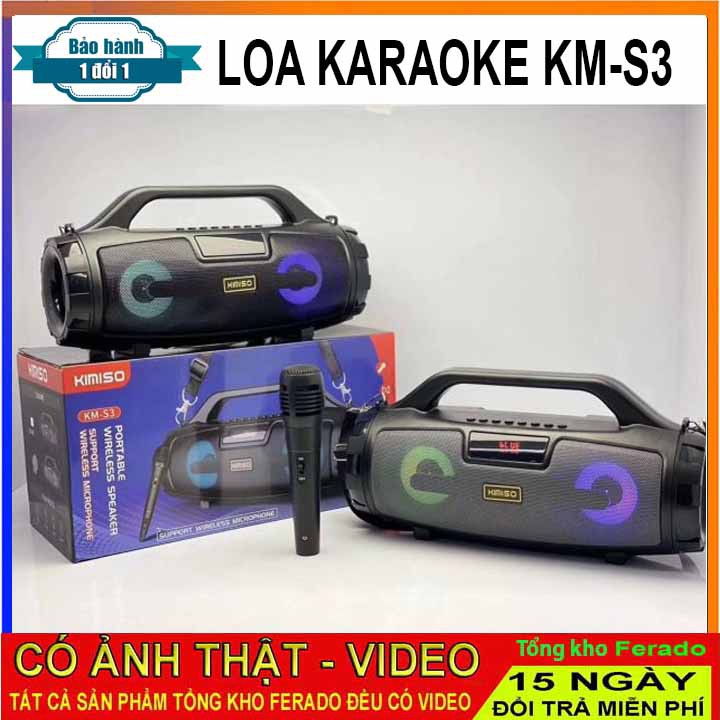 Loa quẩy karaoke không dây Kimiso KM-S3 có bluetootl kèm mic