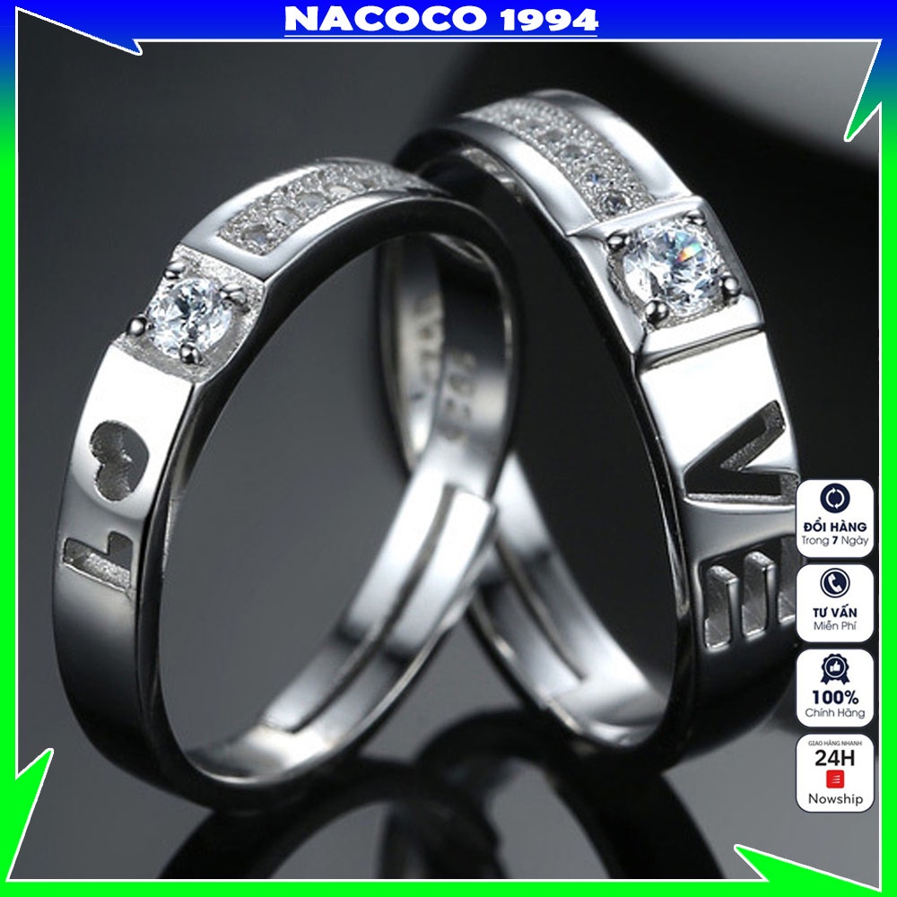Nhẫn cặp đôi nam nữ NACOCO NB06 thiết kế hở dễ dàng điều chỉnh kích cỡ mẫu mới sang trọng cao cấp