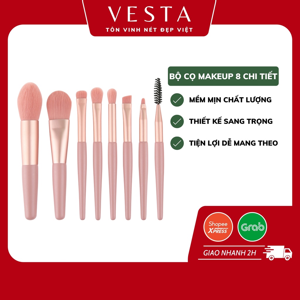 Bộ Cọ Trang Điểm 8 Cây - Makeup Cá Nhân Vintage
