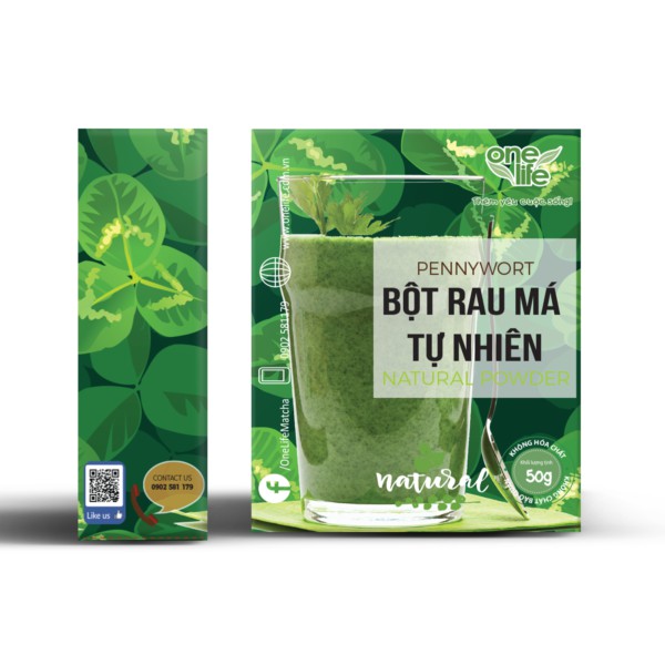 Hộp 50gr Bột Rau má tươi sấy lạnh OneLife nguyên chất 100%, giảm cân, không đường