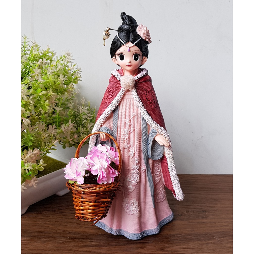 Tượng tiểu thư cổ trang Trung Hoa size 25cm 3D độc đáo