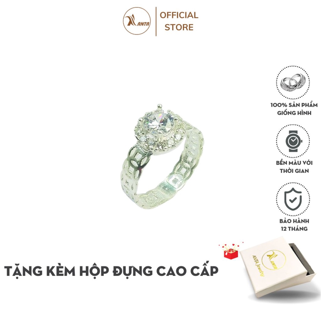Nhẫn bạc kim tiền mặt đính đá sáng lấp lánh cách điệu  ANTA Jewelry - ATJ6516M