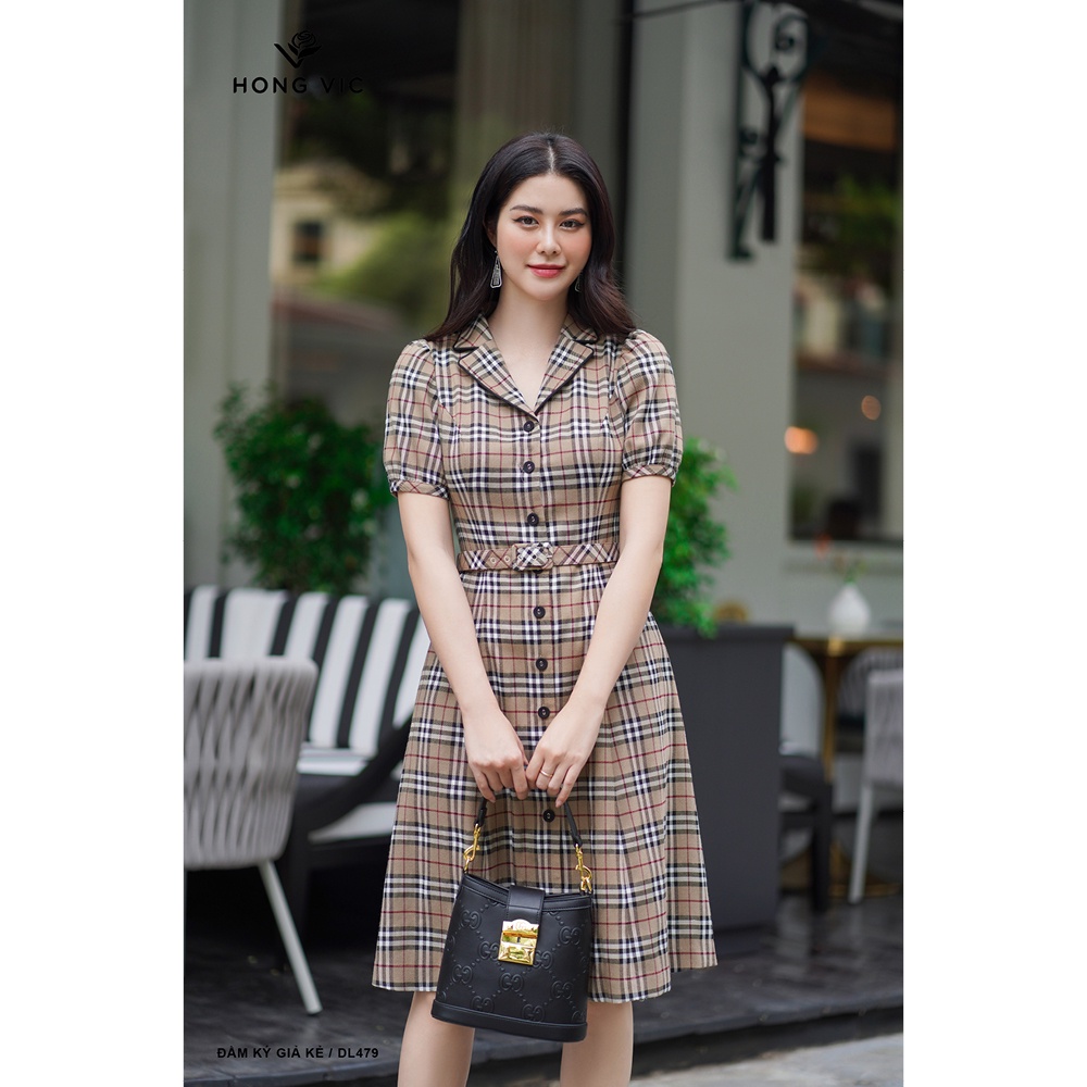 Đầm liền nữ thiết kế Hong Vic ký giả kẻ DL479