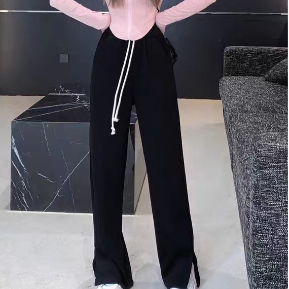 SUXI Quần ống rộng Lưng Cao Màu Sắc Đơn Giản Thời Trang Xuân Hè Cho Nữ