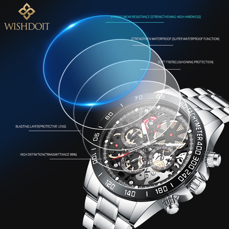 WISHDOIT Đồng hồ quartz chống thấm nước chất liệu thép không gỉ WSD-060C