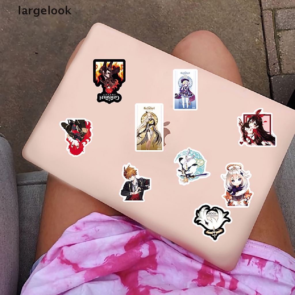 Set 50 miếng dán trang trí laptop/ guitar/ ván trượt/ va li họa tiết hoạt hình Genshin