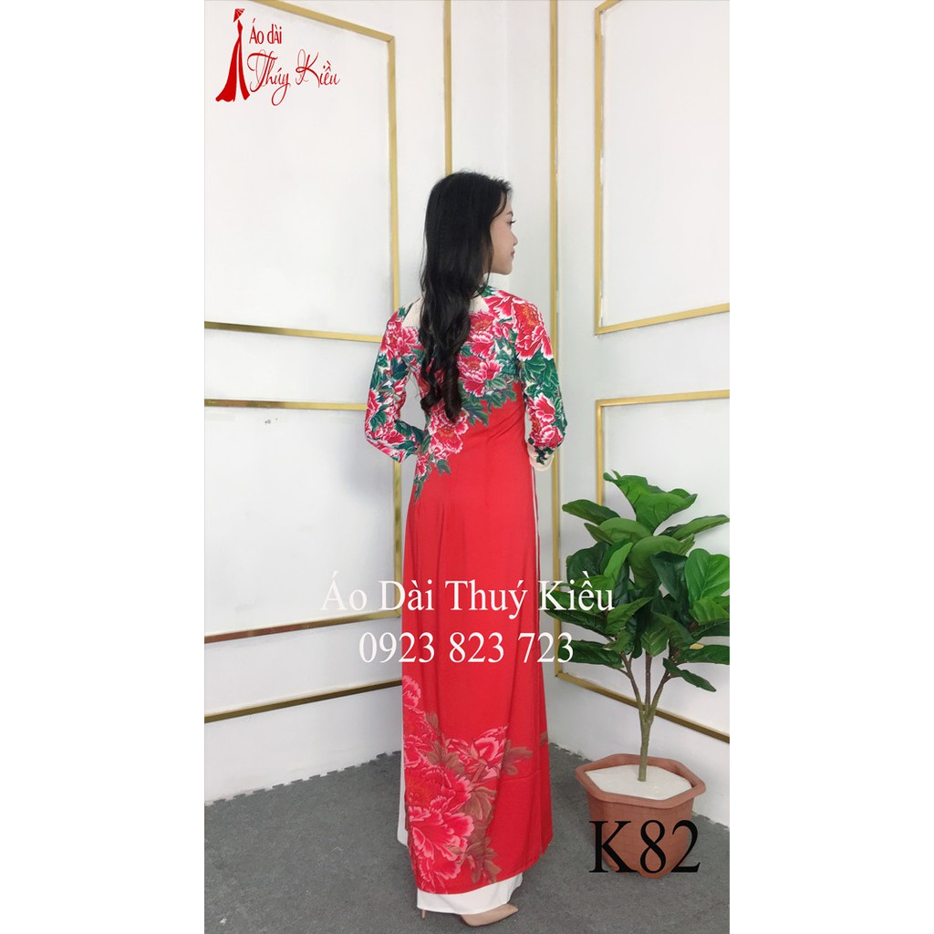 Áo dài cách tân nữ truyền thống thiết kế may sẵn tết ao dai lá đa sắc K82 Thúy Kiều mềm mại co giãn áo dài giá rẻ