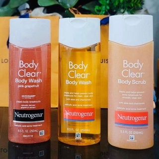 [Hàng Mỹ] Sữa Tắm Ngăn Ngừa Mụn Neutrogena Body Clear Body Wash, Body Scrub & Pink Grapefruit (250ml)
