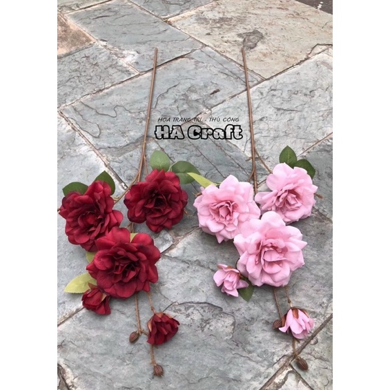 Cành hoa hồng Monisa lụa cao cấp,dài 95cm,bông to, decor,trang trí nhà cửa