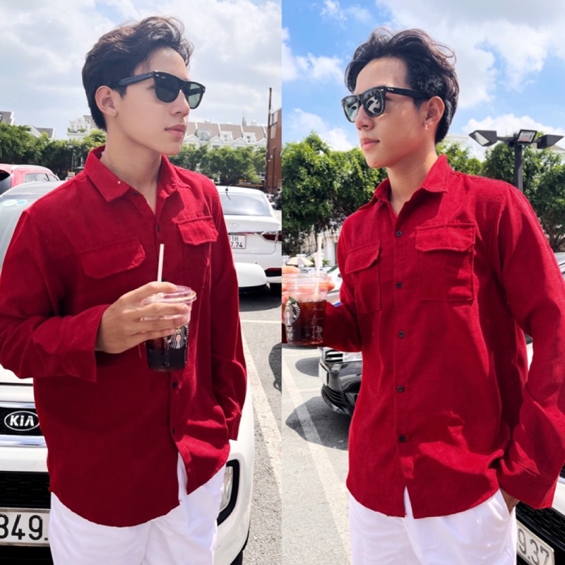 Áo Sơ Mi Nhung KUPI Nam Nữ Tay Dài Hai Túi Hộp Unisex Hot Trend Mr Smile 99 Shop