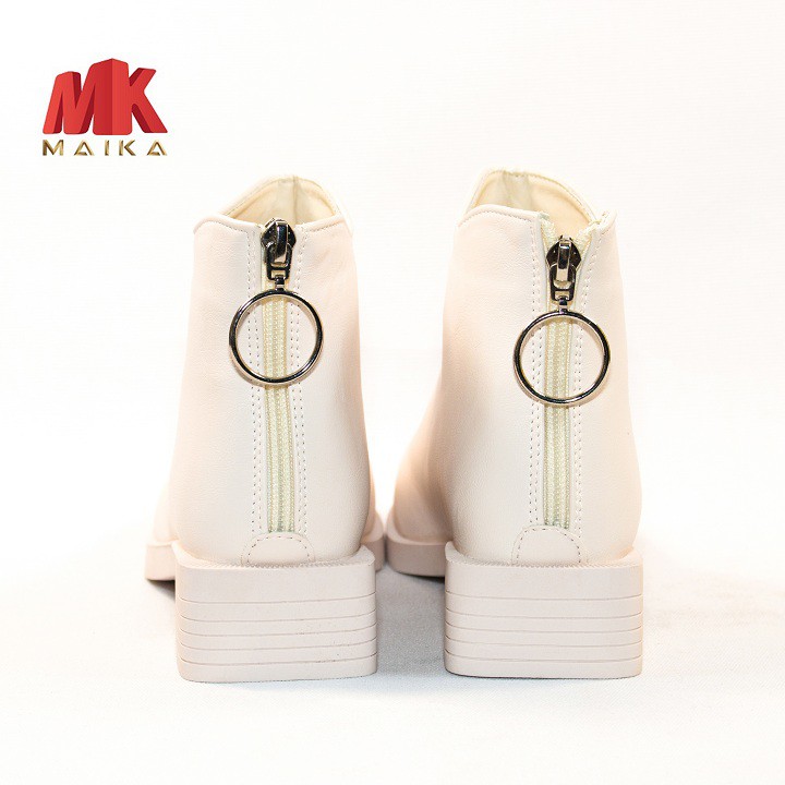 Boot Nữ Đế Bằng Cao 3cm Cổ Ngắn S127 Kem MK MAIKA | BigBuy360 - bigbuy360.vn
