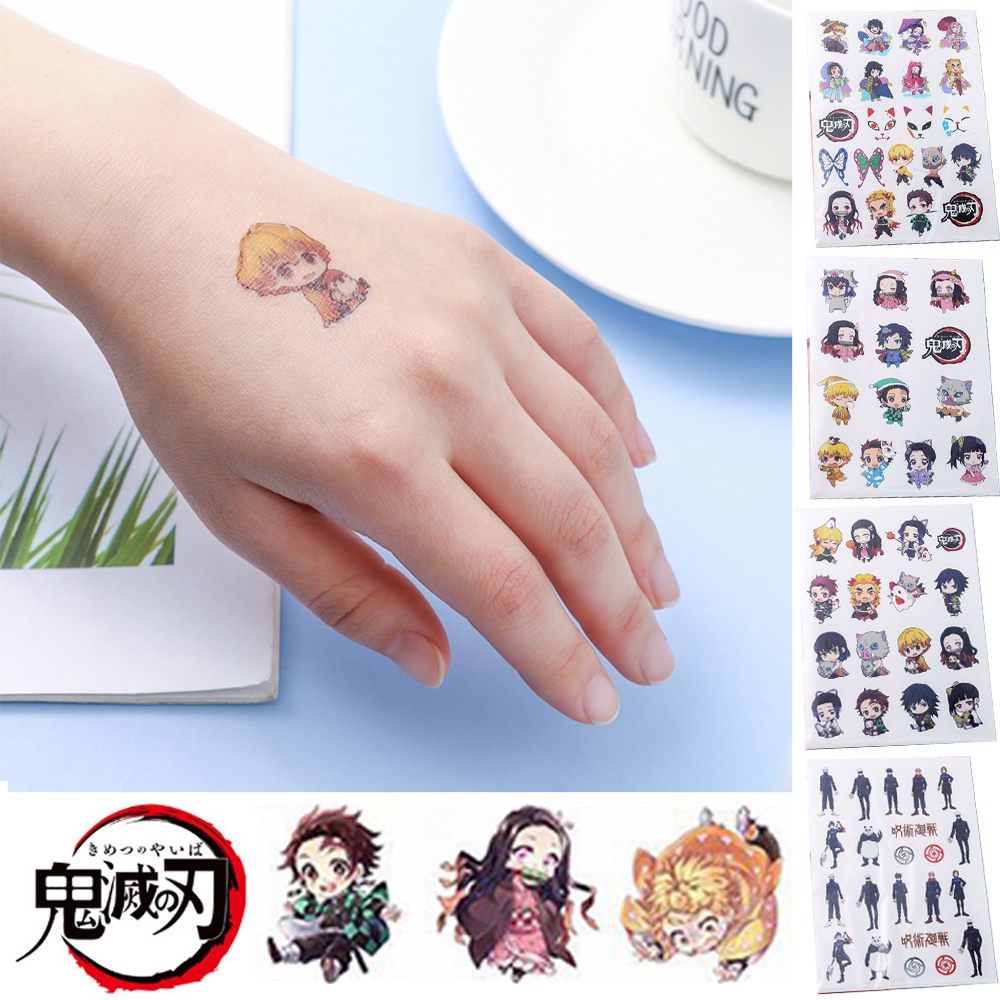 Set 5 hình xăm dán họa tiết Kimetsu No Yaiba Demon Slayer 10*14cm