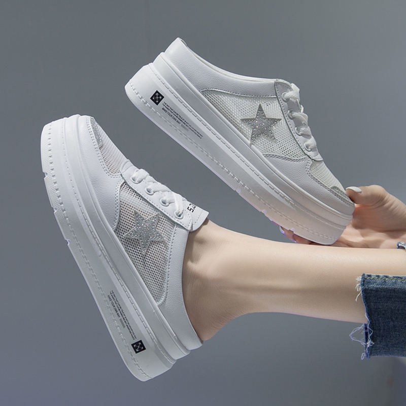 Dép Bít Mũi Đế Dày Tăng Chiều Cao Phối Lưới Thời Trang Cho Nữ | BigBuy360 - bigbuy360.vn