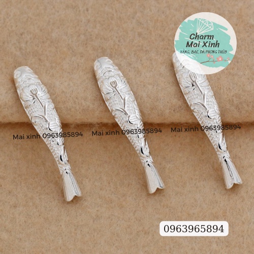 Cá Chép Đặc Đại Ngư Khắc Hoa Sen - phụ kiện xâu vòng tay nam nữ, charm phối vòng tay phong thuỷ handmade tự làm
