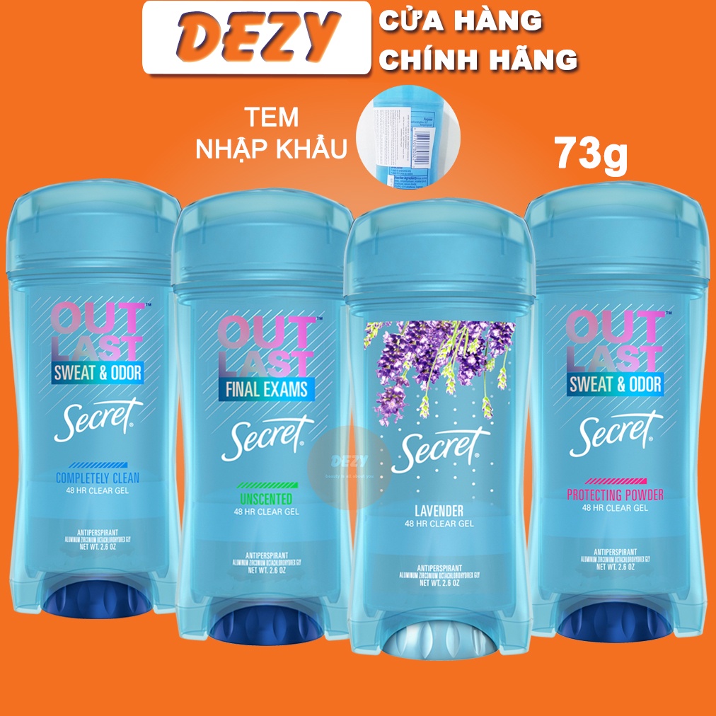 Lăn Khử Mùi Secret Gel Mỹ Giảm Tiết Mồ Hôi Dành Cho Nữ - Diệt Khuẩn Khử Mồ Hôi Tức Thì Bảo Vệ Da Dưới Cánh Tay NPP Dezy