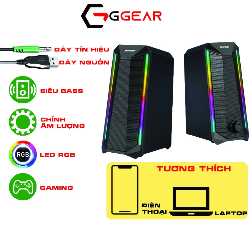 Loa máy tính Ggear SP301 loa vi tính mini để bàn gaming led siêu bass công suất lớn cho laptop pc điện thoại smartphone