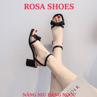 Giày gót vuông giày cao gót sandal đan chéo nơ gót 5p mys rosa shoes