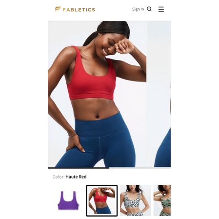 Áo sport bra đỏ xanh Fabletics Lola BA2146856 tập gym yoga