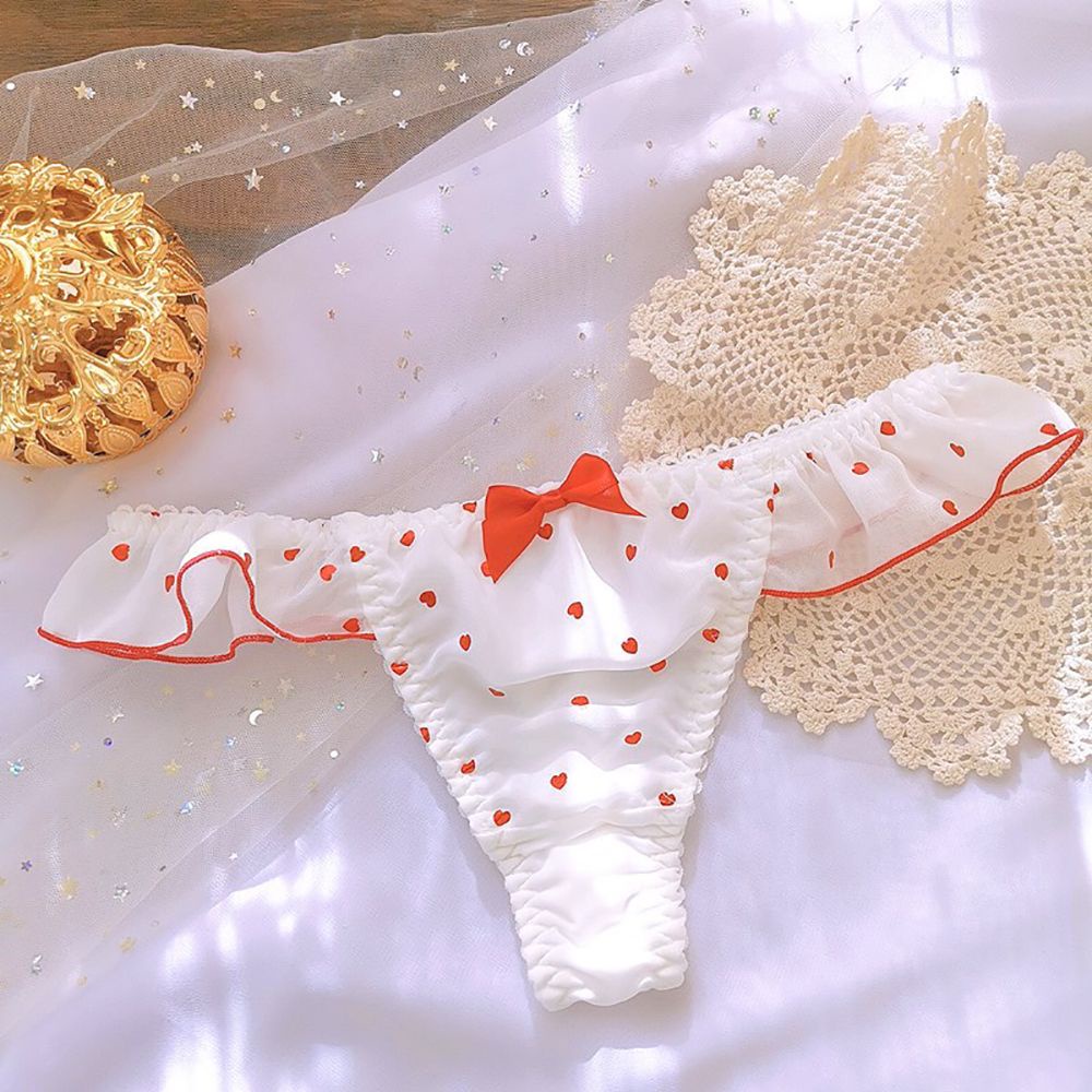 Quần Lót Lưng Thấp Đính Nơ Họa Tiết Trái Tim Dễ Thương Nhiều Màu Sắc Phong Cách Lolita Cho Nữ