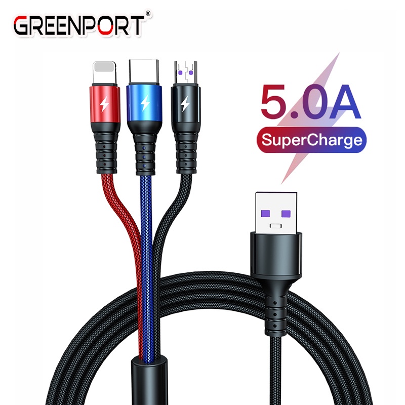 Greenport Cáp Sạc Nhanh 3 Trong 1 Cổng Micro Usb Type C Cho Iphone