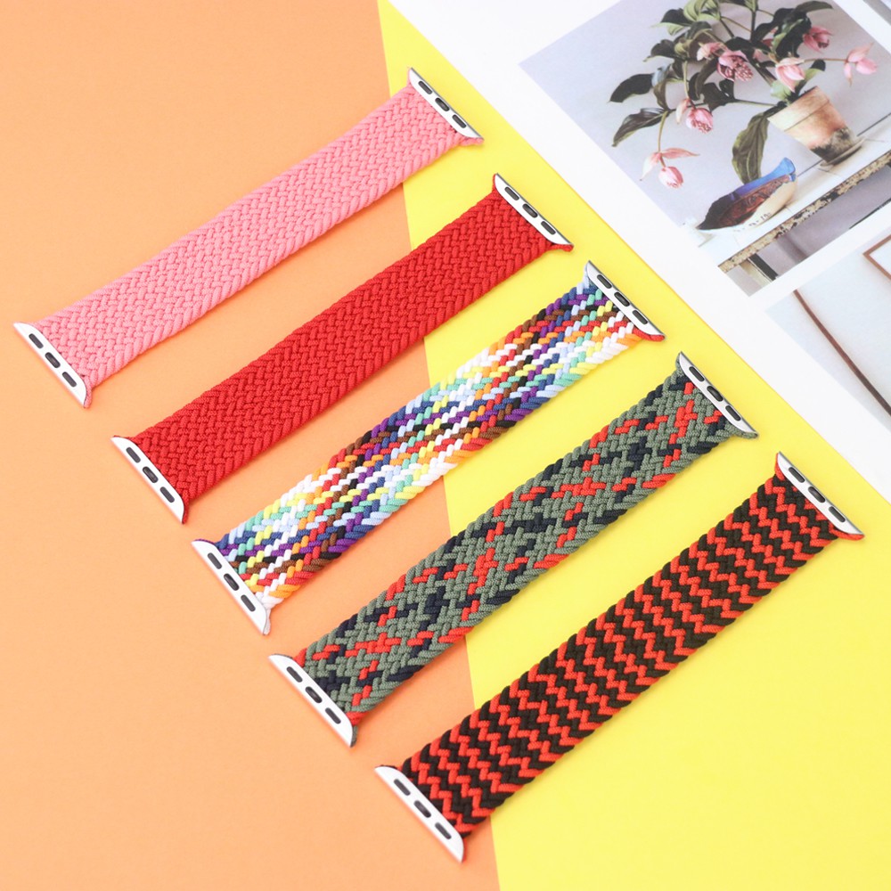 Dây đeo đồng hồ thông minh sợi bện đơn cho Apple Watch 45mm 41mm 44mm 40mm 38mm 42mm iWatch 7 6 SE 5 4 3