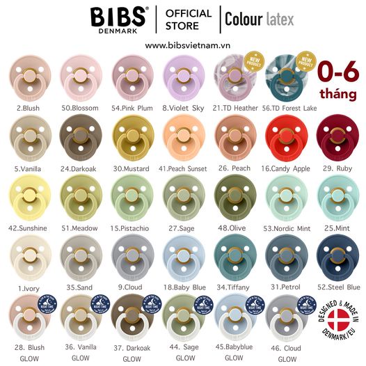 Ti Giả BIBS cao su Đan Mạch Chính Hãng Cho Bé, TẶNG HỘP ĐỰNG, 100% Cao Su Thiên Nhiên Siêu Mềm Như Ti Mẹ