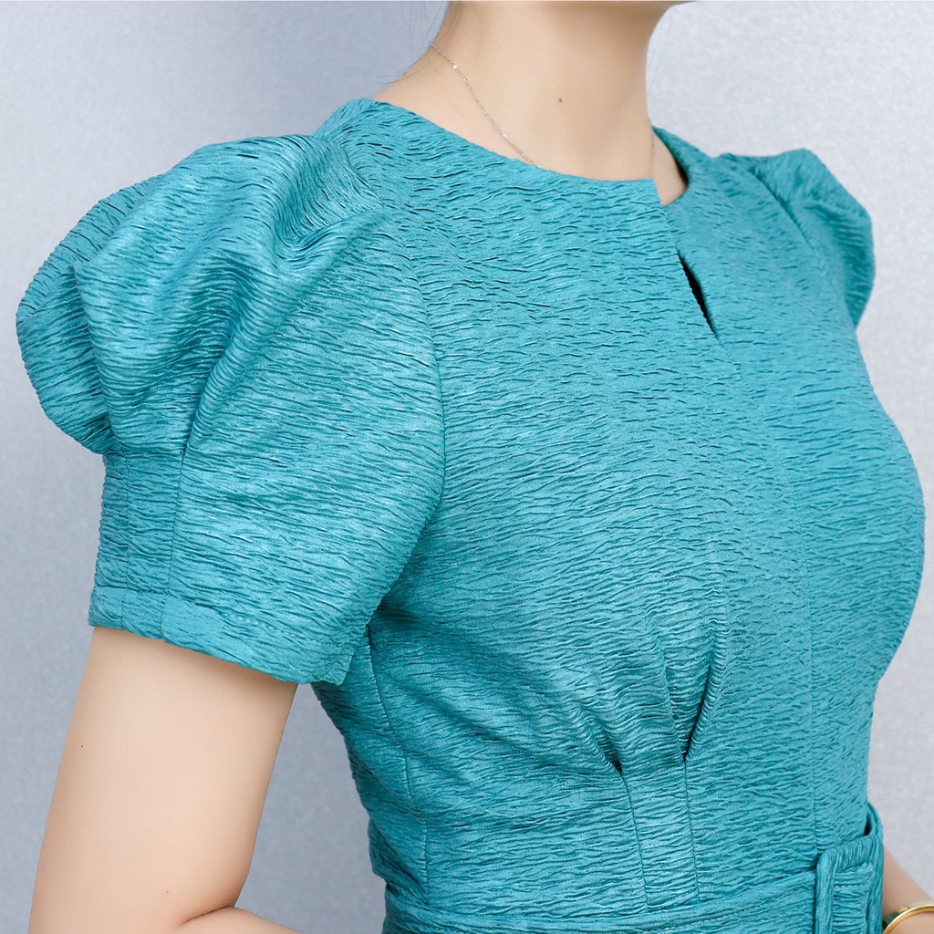 Đầm Nữ Dự Tiệc Công Sở Sang Trọng Bigsize AMYRA, Thiết Kế Dáng Xòe Phối Tay Phồng Cao Cấp Đi Làm Đi Tiệc DA200