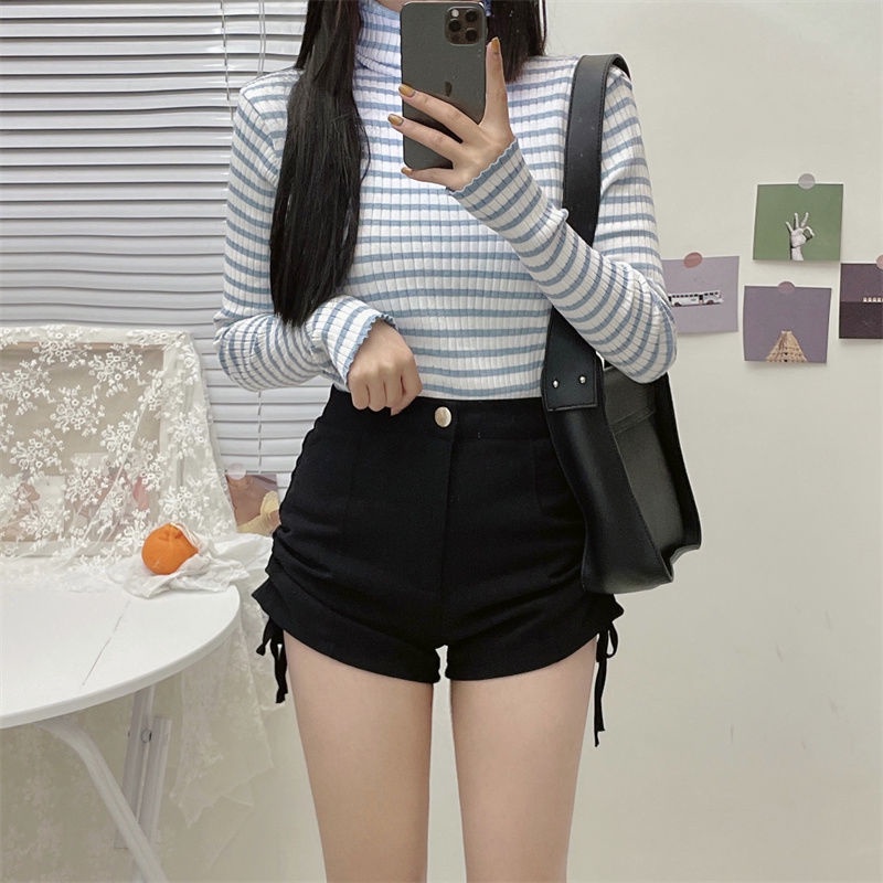 Quần Đen Lưng Cao Cài Nút Phong Cách Hàn Quốc Dễ Phối Đồ
