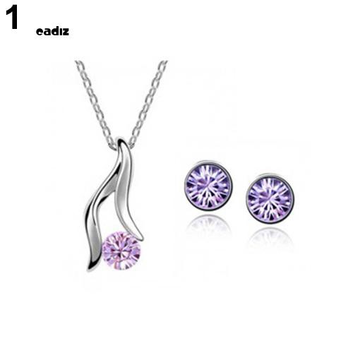 Bộ Dây Chuyền Và Khuyên Tai Cô Dâu Mạ Bạc Đính Đá Pha Lê