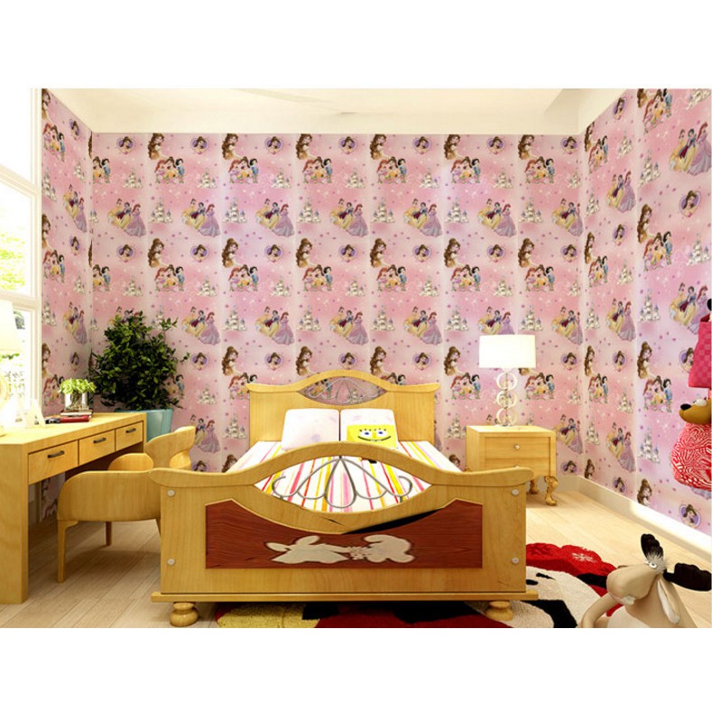 Cuộn 10M giấy dán tường CÔ CÔNG CHÚA HỒNG DISNEY khổ rộng 45cm