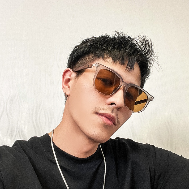 (YUZHU) Kính Râm Gọng Vuông Oversize Màu Nâu Họa Tiết Vân Gỗ Phong Cách Retro Thời Trang Mới