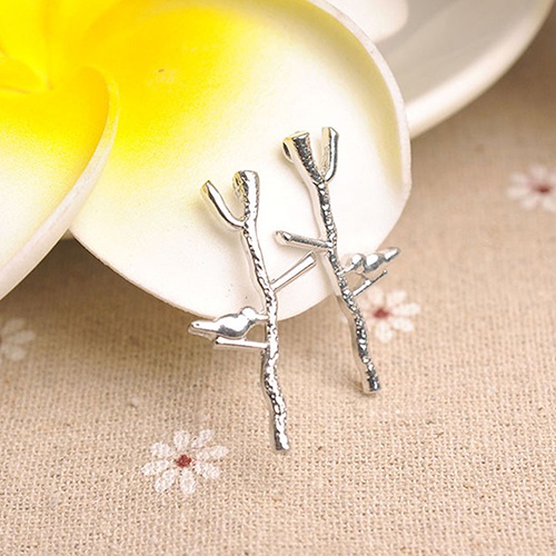 Đôi khuyên tai tạo hình chim và cành cây thời trang cho nữ