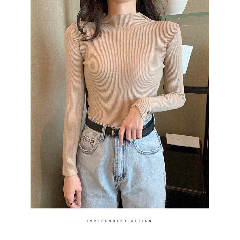 Áo len gân cổ 3 phân