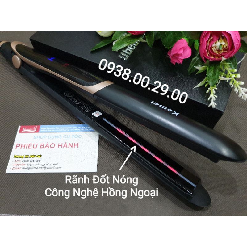 Máy Duỗi Tóc Hồng Ngoại Kemei KM-2219 Bản Nhỏ Tùy Chỉnh 4 Mức Nhiệt.(Ảnh thật)