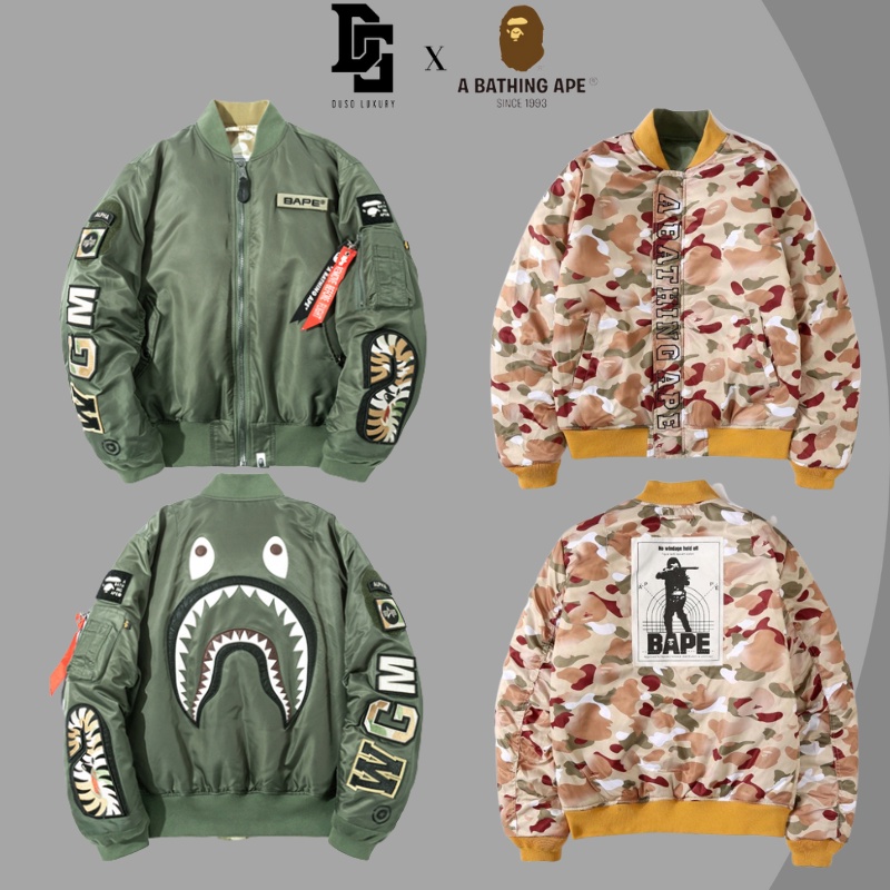 Áo Bape 16Typh, Áo Bomber Jacket Bape Shark x Alpha Industries Mặc được 2 mặt, mua một được 2 áo DuSo.Luxury