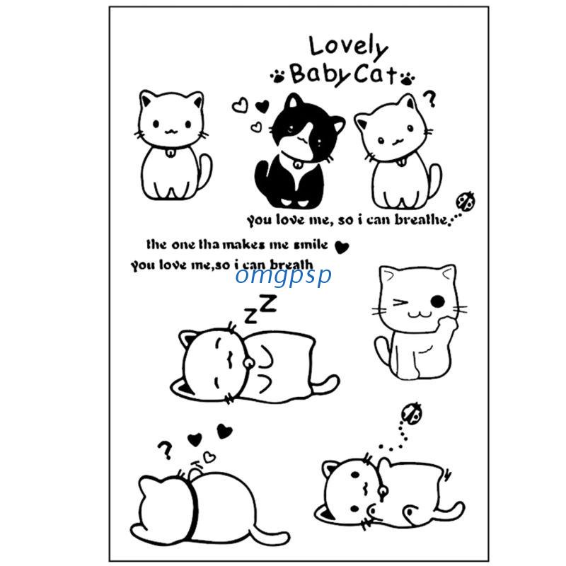 Con dấu silicone trong suốt họa tiết mèo đáng yêu trang trí album ảnh
