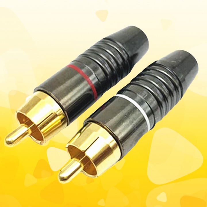 Jack bông sen đực AV - RCA vỏ nhôm màu đen, chân hàn mạ vàng