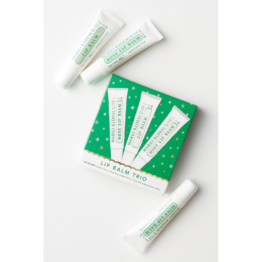 Mario Badescu - Set Son Dưỡng 3 Cây Dạng Tuýp Lip Balm Tube Trio