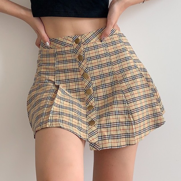 Usthebasic - Chân váy nữ Plaid Button Front Skirt | BigBuy360 - bigbuy360.vn