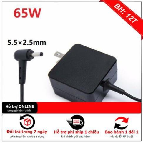 Sạc dành cho laptop Asus 19v-3.42a-65W (Chân to - cỡ chân 5.5mm x 2.5mm) Vuông