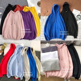 Áo hoodie trơn tay dài nỉ basic unisex