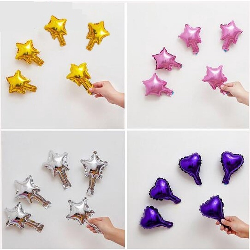 10 Bong Bóng Lá Nhôm Hình Ngôi Sao/Trái Tim 5/10 inch Dùng Trang Trí Tiệc Sinh Nhật