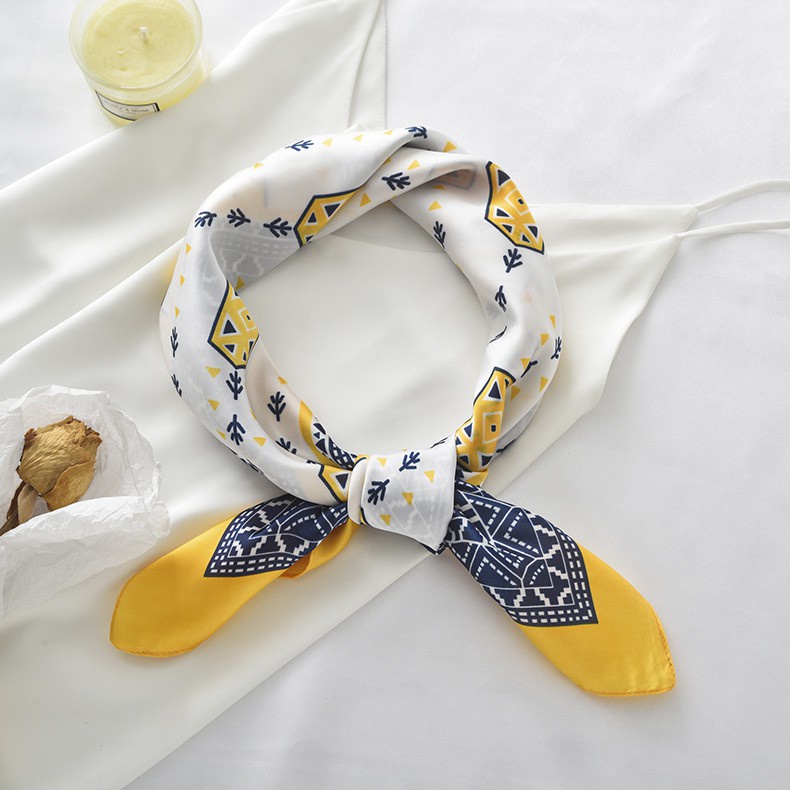 Khăn turban vuông phối viền nhiều màu size 70x70cm - Mã 7056  Lemon