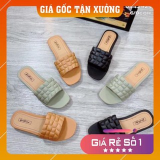 Hàng mới về -  Dép quai ngang, dép lê nữ đẹp, thiết kế hiện đại, họa tiết dây đan đủ size mã DLN19