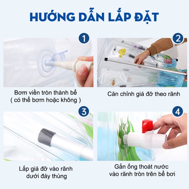 [Tặng Bóng + Phao ] Bể Bơi Thành Cao Cho Bé - Size Lớn 80x80 cm - Khung chống chắc chắn - Giúp bé phát triển - Hồ bơi