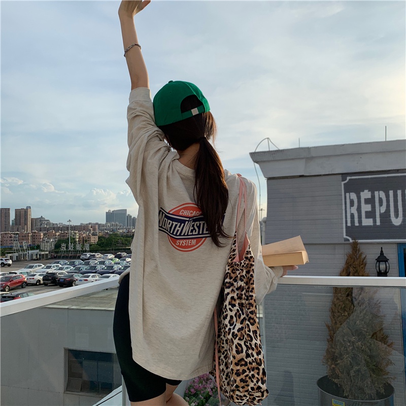 Áo Thun Tay Dài Xẻ Tà Dáng Rộng Thời Trang Mùa Thu Mới Cho Nữ