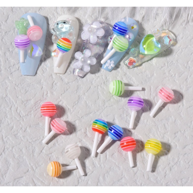 Set 5 Kẹo Mút Đủ Màu Tráng Trí Móng