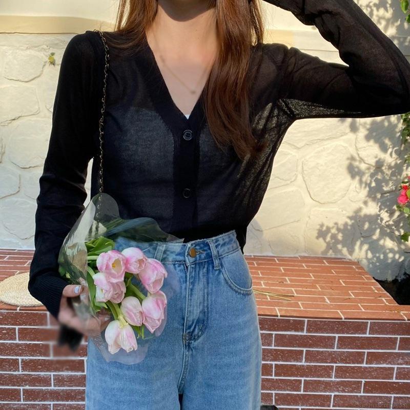 Áo Khoác Cardigan Dệt Kim Mỏng Dáng Rộng Cổ Chữ V Thời Trang Cho Nữ | BigBuy360 - bigbuy360.vn