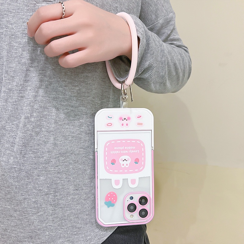 Ốp Điện Thoại Silicon In Hình Thỏ Hoạt Hình Có Giá Đỡ Vô Hình Cho Iphone13Pro 12Pro 7 / 8 / PLUS / 14